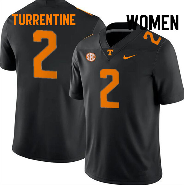 Women #2 Andre Turrentine Tennessee Volunteers College Football Jerseys Stitched-Black